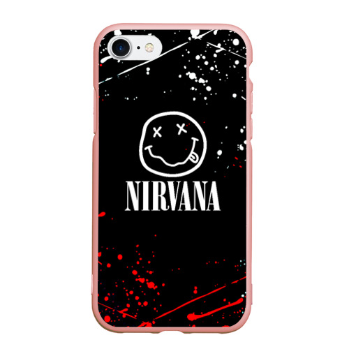 Чехол для iPhone 7/8 матовый с принтом Nirvana брызги красок, вид спереди #2