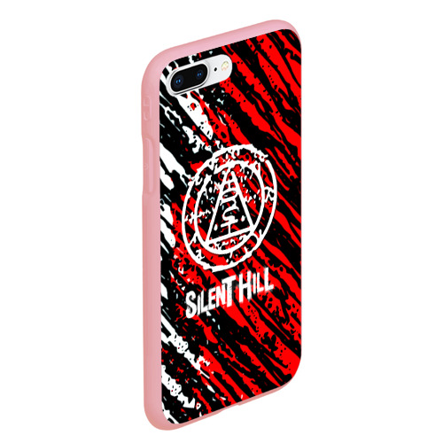 Чехол для iPhone 7Plus/8 Plus матовый Silent hill краски белые и красные штрихи, цвет баблгам - фото 3
