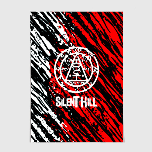 Постер Silent hill краски белые и красные штрихи