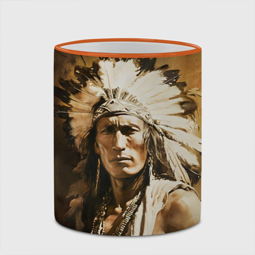 Кружка с полной запечаткой Североамериканский индеец, цвет Кант оранжевый - фото 4