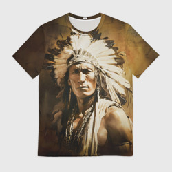 Мужская футболка 3D Североамериканский индеец