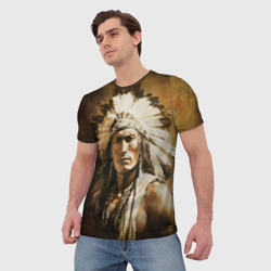 Мужская футболка 3D Североамериканский индеец - фото 2