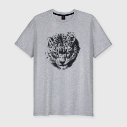 Мужская футболка хлопок Slim Лицо леопарда