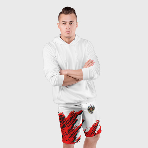 Мужские шорты спортивные Россия герб империя, цвет 3D печать - фото 5