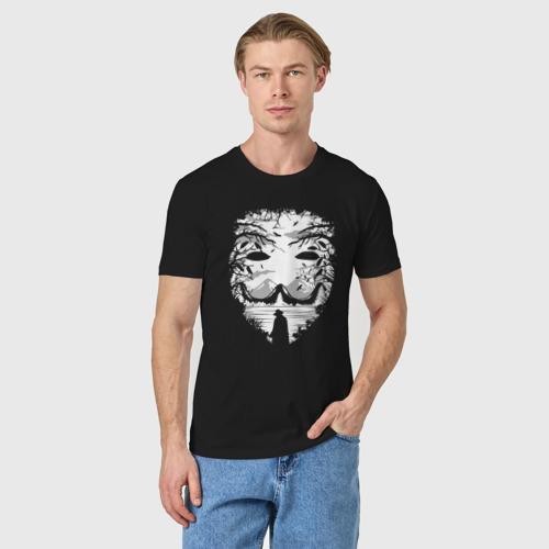 Мужская футболка хлопок Анонимус иллюзия горная, цвет черный - фото 3