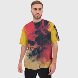 Мужская футболка oversize 3D Череп в красном дыму - фото 2