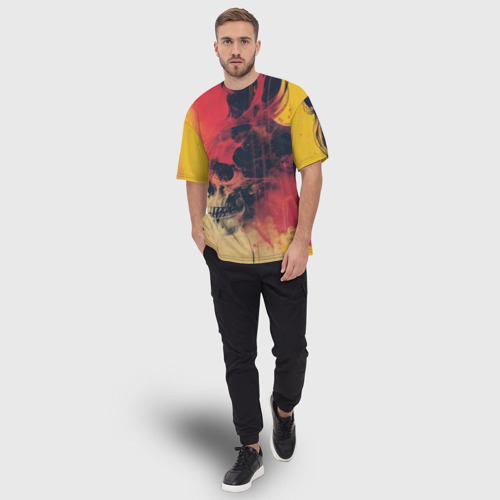 Мужская футболка oversize 3D Череп в красном дыму, цвет 3D печать - фото 5