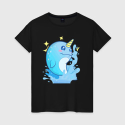 Дельфин единорог – Женская футболка хлопок с принтом купить со скидкой в -20%