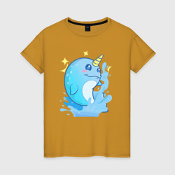 Дельфин единорог – Женская футболка хлопок с принтом купить со скидкой в -20%