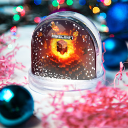 Игрушка Снежный шар Огненный minecraft лого - фото 2