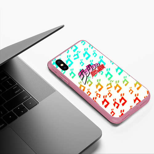 Чехол для iPhone XS Max матовый JoJo Bizarre  pattern, цвет малиновый - фото 5