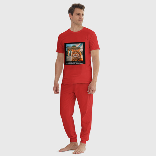 Мужская пижама хлопок с принтом Рыжий кот: хотел как лучше получилось идеально, вид сбоку #3