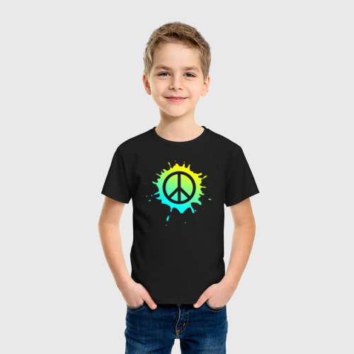 Детская футболка хлопок с принтом Клякса мира, фото на моделе #1
