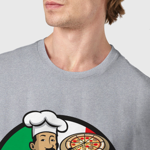 Мужская футболка хлопок Итальянская пицца, цвет меланж - фото 6