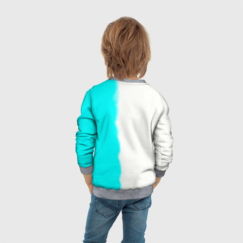 Детский свитшот 3D с принтом Ведьмак лого краска текстура, вид сзади #2