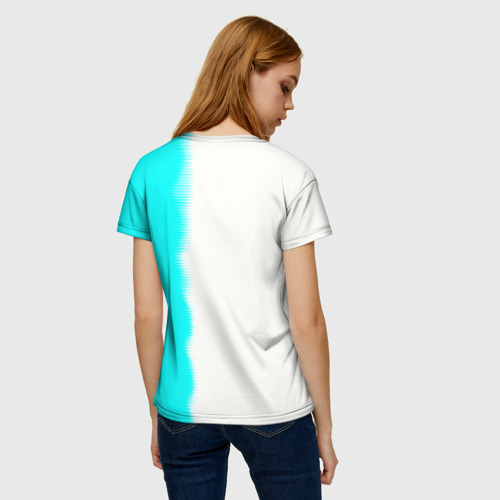 Женская футболка 3D с принтом Ведьмак лого краска текстура, вид сзади #2