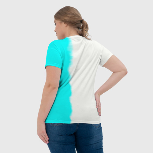 Женская футболка 3D с принтом Ведьмак лого краска текстура, вид сзади #2