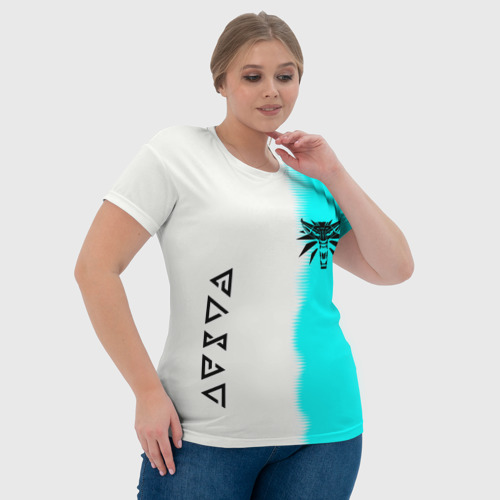 Женская футболка 3D с принтом Ведьмак лого краска текстура, фото #4