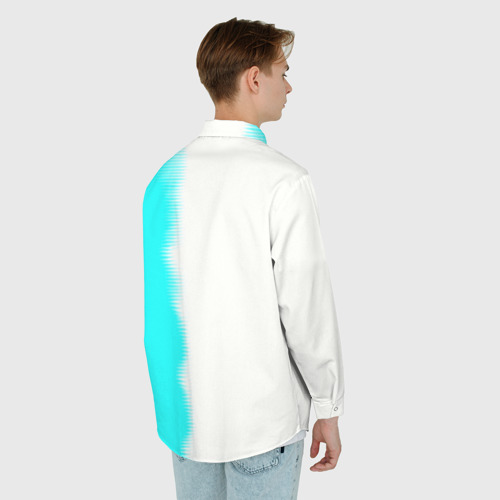 Мужская рубашка oversize 3D с принтом Ведьмак лого краска текстура, вид сзади #2