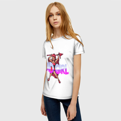Женская футболка 3D с принтом Плохая девушка в красном, фото на моделе #1