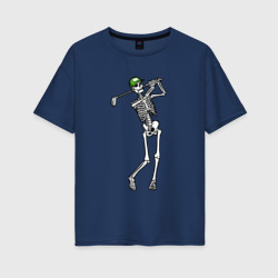 Женская футболка хлопок Oversize Golfing skeleton