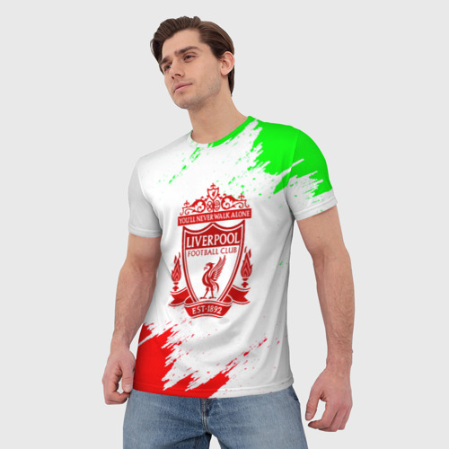 Мужская футболка 3D Liverpool краски спорт, цвет 3D печать - фото 3