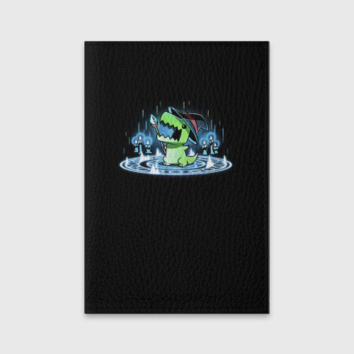 Обложка для паспорта матовая кожа Волшебник тираннозавр, цвет зеленый