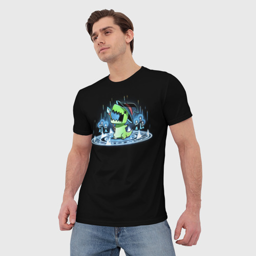 Мужская футболка 3D с принтом Волшебник тираннозавр, фото на моделе #1