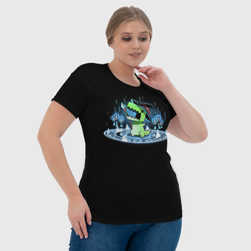 Женская футболка 3D с принтом Волшебник тираннозавр, фото #4