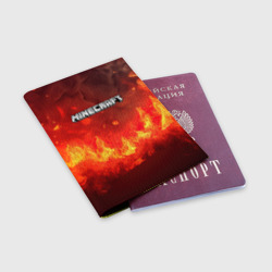 Обложка для паспорта матовая кожа Minecraft logo  fire - фото 2