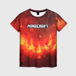 Женская футболка 3D Minecraft logo  fire