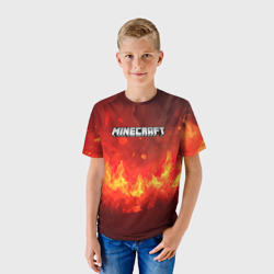 Детская футболка 3D Minecraft logo  fire - фото 2