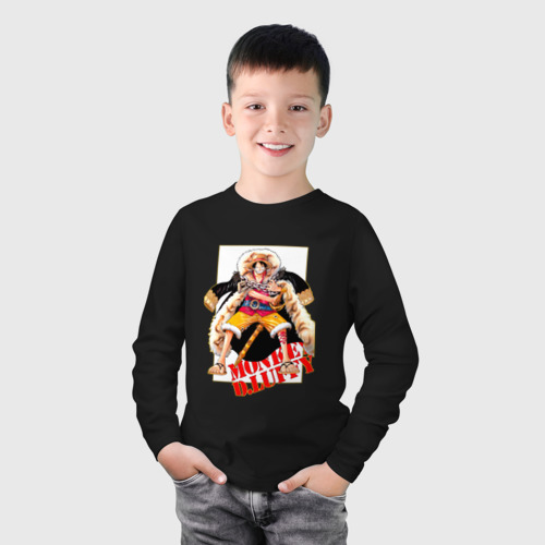 Детский лонгслив хлопок с принтом Луффи из аниме и манги One Piece, фото на моделе #1