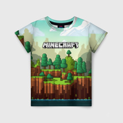 Детская футболка 3D Minecraft logo  квадратный  мир