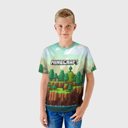 Детская футболка 3D Minecraft logo  квадратный  мир - фото 2