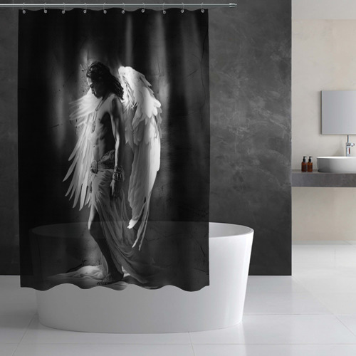 Штора 3D для ванной Индеец белый ангел - фото 2