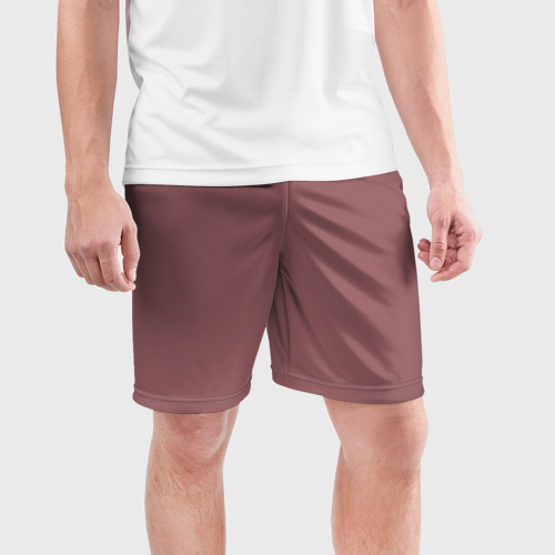 Мужские шорты спортивные с принтом Тёмный пыльно-розовый однотонный, фото на моделе #1