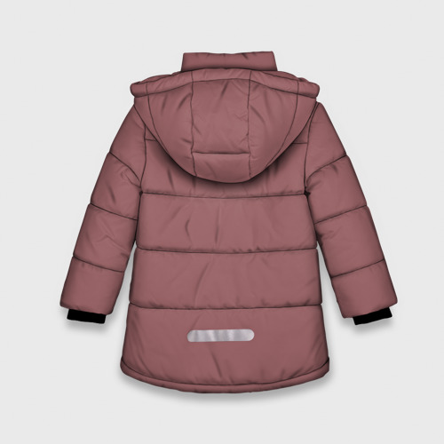 Зимняя куртка для девочек 3D с принтом Тёмный пыльно-розовый однотонный, вид сзади #1
