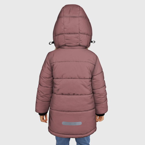 Зимняя куртка для девочек 3D с принтом Тёмный пыльно-розовый однотонный, вид сзади #2