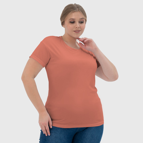 Женская футболка 3D Насыщенный персиковый однотонный, цвет 3D печать - фото 6