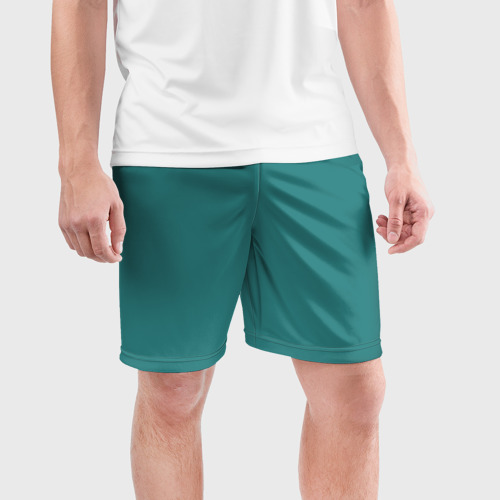 Мужские шорты спортивные Тёмный циан однотонный, цвет 3D печать - фото 3
