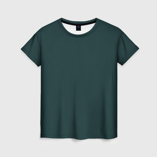 Женская футболка 3D с принтом Тёмный синевато-зелёный однотонный, вид спереди #2