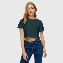 Женская футболка Crop-top 3D Тёмный синевато-зелёный однотонный - фото 2