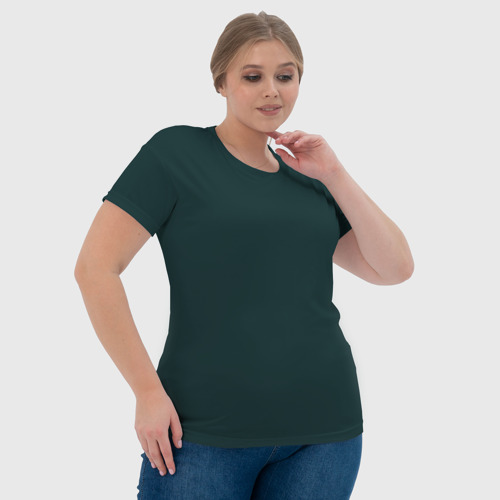 Женская футболка 3D с принтом Тёмный синевато-зелёный однотонный, фото #4