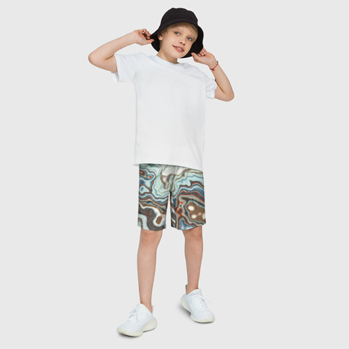 Детские спортивные шорты 3D с принтом Мраморная текстура, фото на моделе #1