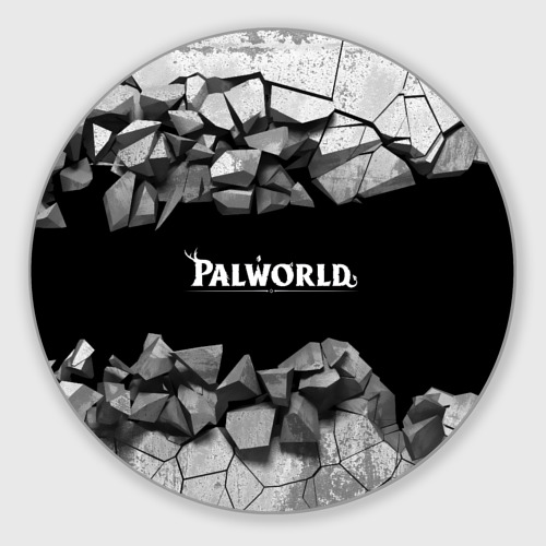 Круглый коврик для мышки Palworld лого на камнях