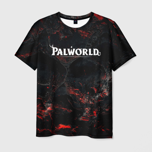 Мужская футболка 3D Palworld лого на темном красном фоне, цвет 3D печать