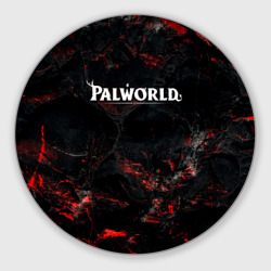 Круглый коврик для мышки Palworld лого на темном красном фоне