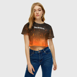 Женская футболка Crop-top 3D Palworld лого на фоне огня - фото 2