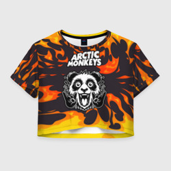 Женская футболка Crop-top 3D Arctic Monkeys рок панда и огонь